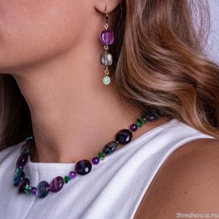 Колье Lanzerotti, Ispirazione, флюорит, аметист, кристаллы, LZ-24.10-403 фиолетовый