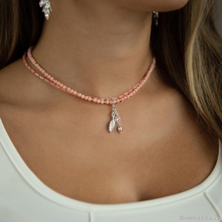 Колье Lanzerotti, Anne with an E, двойное, коралл, жемчуг и кристаллы, LZ-25.08-239 розовый