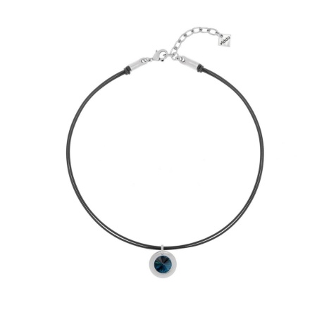 Колье VIDDA, Sweet, кожаное, с кристаллом Swarovski, VD24.1-01868 синий