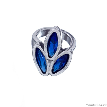 Кольцо Tra-la-ra, Espiga, незамкнутое, с кристаллами Swarovski, TLR21-193P301 синий