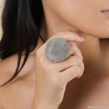 Кольцо Nature Bijoux, Eclipse, со вставкой из эбенового дерева, NB25.2-19-25820 серый