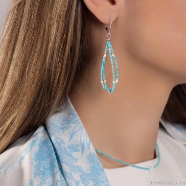 Серьги Lanzerotti, Marino, с жемчугом и бирюзой, LZ-25.06-148 голубой