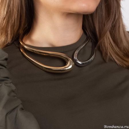 Колье Moon Paris, гривна, двухцветный металл, Mo-Y25.02-008 золотистый