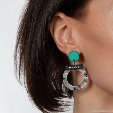 Серьги Nuance, акриловые, с принтом, NFN-24.01-029 зеленый