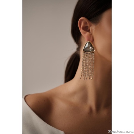 Серьги Moon Paris, с кристаллами, Mo-Y25.02-006 золотистый