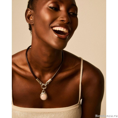 Колье VIDDA, Hera, кожаное, с розовым кварцем, VD25.1-02163201 розовый, 55см