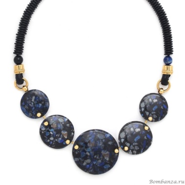 Колье Nature Bijoux, Venezia, кожа, яшма, лазурит, кокос, NB24.2-15-43211 синий