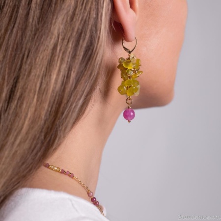 Серьги Lanzerotti, Alhambra, с рубином и жадом, LZ-25.04-101 зеленый Серьги Lanzerotti, Alhambra, с рубином и жадом, LZ-25.04-101 зеленый