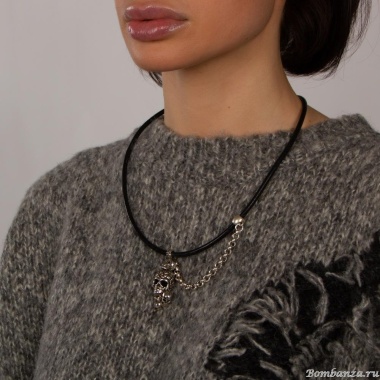 Колье Tra-la-ra, Tatoo, с подвеской-черепами и кристаллами, TLR24-522P204 черный