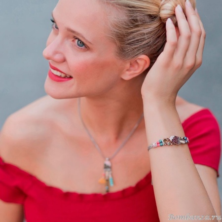 Браслет Taratata, Chouchous, серебристый с цветной эмалью, кристаллами и друзитом,дерево, TT-E19-07313-108