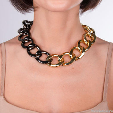 Колье Moon Paris, Ringo, с крупными, двухцветными звеньями, MR-22.03-073 золотистый