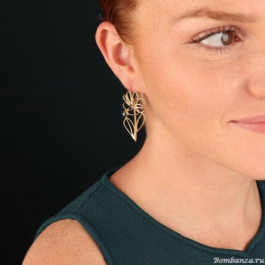 Серьги TARATATA, Esquisse, с прозрачной смолой и слюдяным порошком, TT-H25-02708-204 золотистый