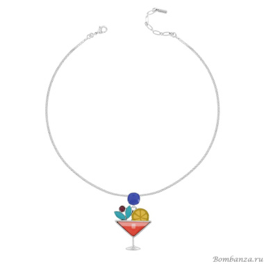 Колье TARATATA, Cocktail, с цветной смолой и нефритовыми бусинами, TT-E24-05107-10M серебристый