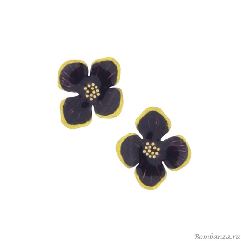Серьги TARATATA, Hortensia, смола, золотая краска, микрошарики, TT-H25-13905-109 фиолетовый