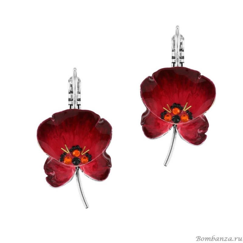 Серьги TARATATA, Bloom, смола, стразы, блестки, микрошарики, TT-W23-11795-103 красный