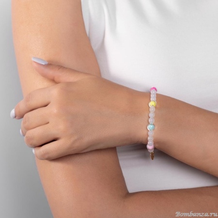 Браслет Lanzerotti, Hello babe!, с агатом и акриловыми бусинами, LZ-25.07-202 розовый