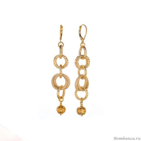 Серьги Lanzerotti, Alhambra, фактурные, с декоративной бусиной, LZ-25.04-094 золотистый