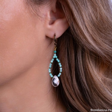Серьги Lanzerotti, Ispirazione, амазонит, пренит, LZ-24.10-384 бирюзовый Серьги Lanzerotti, Ispirazione, амазонит, пренит, LZ-24.10-384 бирюзовый