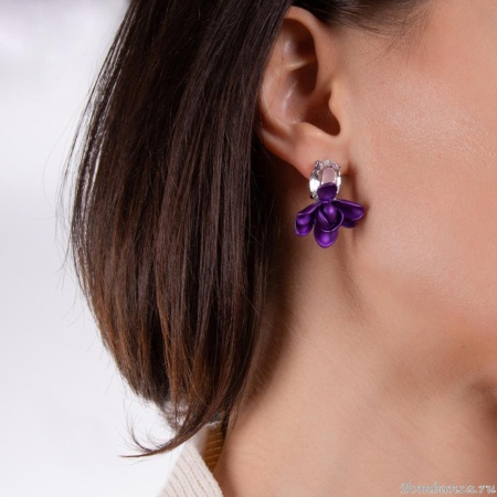 Серьги Nuance, фиалка с кристаллом, NFN-23.03-009 фиолетовый