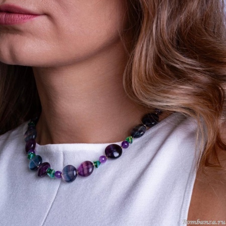 Колье Lanzerotti, Ispirazione, флюорит, аметист, кристаллы, LZ-24.10-403 фиолетовый