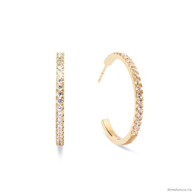 Серьги Coeur de Lion, Hoop Crystal-Gold 30мм, 0147/23-1816 Серьги Coeur de Lion, Hoop Crystal-Gold 30мм, 0147/23-1816