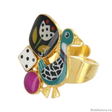 Кольцо TARATATA, Jeu De L`oie, разъемное, с цветной смолой, TT-H24-01402-20M золотистый