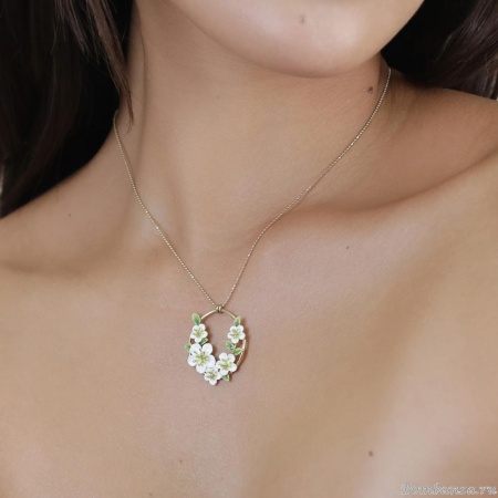 Колье Franck Herval, Hana, с цветами и цветной эмалью, FH25.1-15-64321 белый