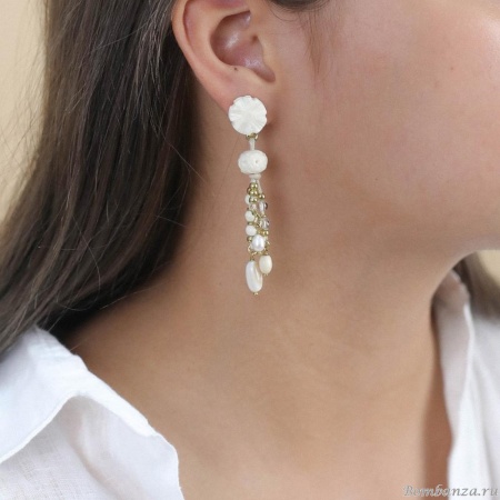 Серьги Nature Bijoux, Pondichery, кость,агат,горный хрусталь,говлит,жемчуг, NB24.1-12-79261 белый Серьги Nature Bijoux, Pondichery, кость,агат,горный хрусталь,говлит,жемчуг, NB24.1-12-79261 белый