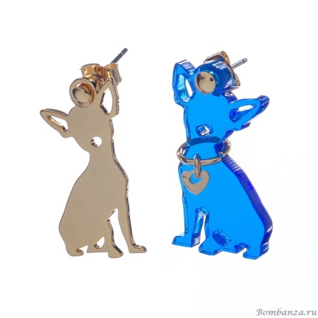 Серьги Moon Paris, Ultra, асимметрия, с подвеской в форме собаки, MU-23.04-003 синий