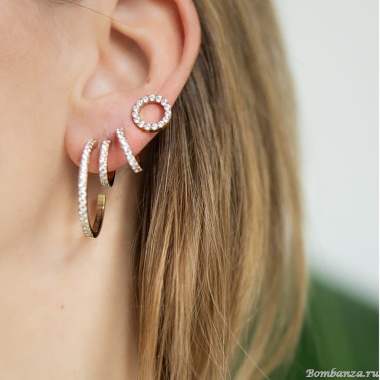 Серьги Coeur de Lion, Hoop Crystal-Gold 15мм, 0146/23-1816 Серьги Coeur de Lion, Hoop Crystal-Gold 15мм, 0146/23-1816