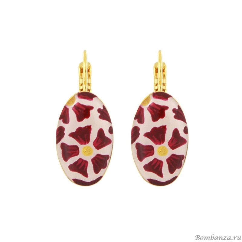 Серьги TARATATA, Magnolia, с цветной смолой и рисунком, TT-H25-08766-203 красный