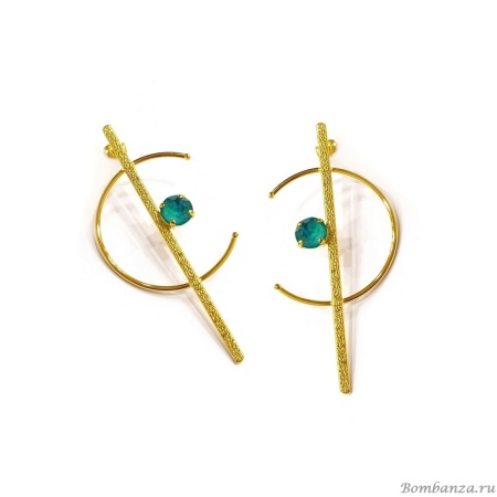 Серьги Catherine Bijoux, Half moon, с кристаллом, CB25.1-5357FG мятный