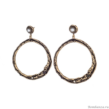 Серьги Alcozer&J, с жемчугом, изумрудом и гранатом, AL2308-O68CU23 золотистый