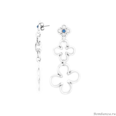 Серьги ORI TAO, Clover, "символ удачи", с кристаллом, OT24.2-12-31951 серебристый