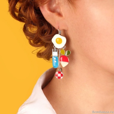 Серьги TARATATA, Dinette, асимметричные, с цветной смолой, TT-H25-09778-10M серебристый