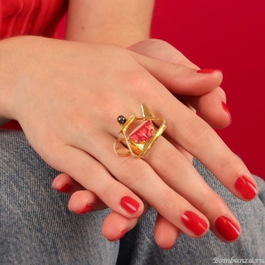 Кольцо TARATATA, Cannelle, разъемное, с цветной смолой и бусинами, TT-E24-01401-203 розовый