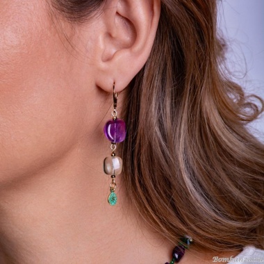 Серьги Lanzerotti, Ispirazione, флюорит, аметист, LZ-24.10-448 фиолетовый Серьги Lanzerotti, Ispirazione, флюорит, аметист, LZ-24.10-448 фиолетовый
