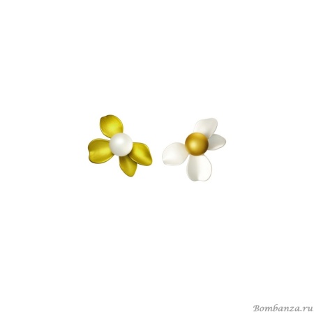 Серьги Nuance, асимметричные, в форме цветка, NFN-24.01-014 оливковый