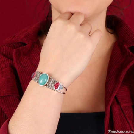 Браслет Taratata, Dolly, кафф, с цветной смолой, TT-H21-05307-104 (бирюзовый)