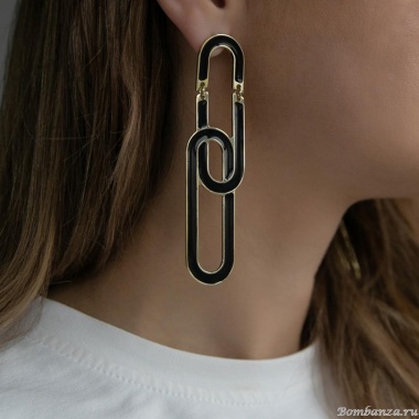 Серьги Francesca Bianchi, с эмалью, FB25.2-161D черный