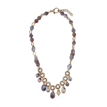 Колье Alcozer&J, с агатом, AL-C68JF24-R серый