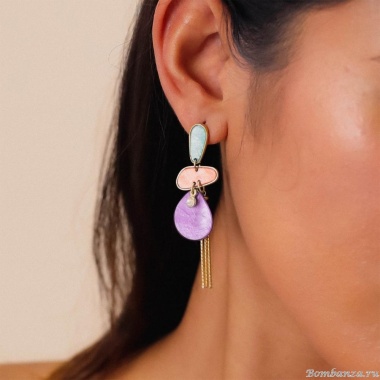 Серьги Franck Herval, Aurore, ракушки Capiz в смоле,кристалл Swarovski, FH24.2-12-69161 золотистый