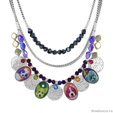 Колье TARATATA, Tootoo, со смолой,бусинами,стразами и блестками, TT-W23-10117-10M серебристый