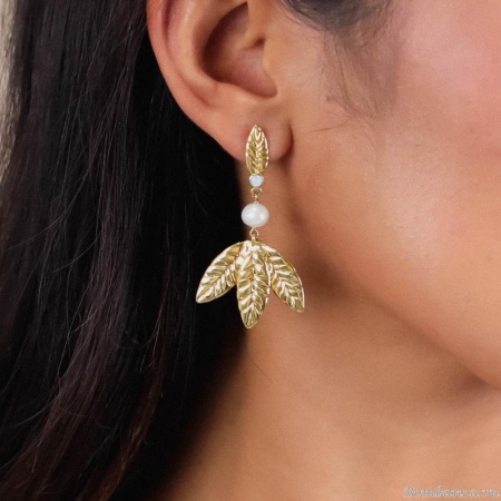 Серьги Franck Herval, Merry, с кристаллом Swarovski и жемчугом, FH24.2-12-68957 золотистый