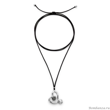 Ожерелье UNOde50 Ser Expresiva с черным кристаллом, с серебром на текстильном шнурке COL2012NGRMTL0U
