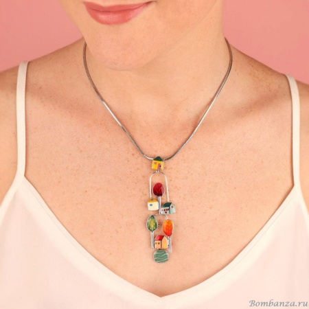 Колье TARATATA, Mon ptit village, с цветной смолой и узорами, TT-H25-03105-10M серебристый Колье TARATATA, Mon ptit village, с цветной смолой и узорами, TT-H25-03105-10M серебристый