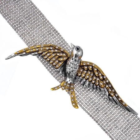 Колье Moon Paris, с кристаллами и птицей, Mo-Y25.02-009 серебристый