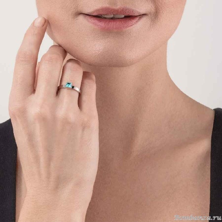 Кольцо Coeur de Lion, Aqua-Silver 18 мм 0501/40-2017 56