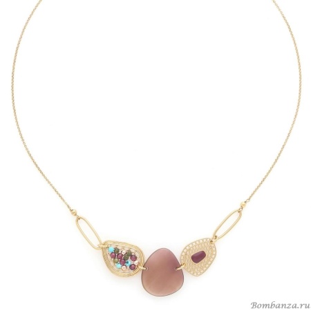 Колье Franck Herval, Cassandra, перламутр, гранат, говлит, унакит, FH25.2-15-64442 бордовый