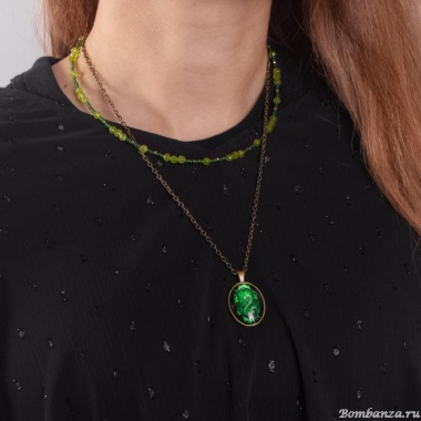 Колье Lanzerotti, Verde, двойное, жад, хризопраз, кристаллы, змея, LZ-24.12-568 зеленый